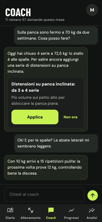 Chat con il coach AI di MisterFit